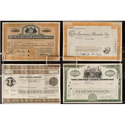 4 Stock Certificates 1940-85 Grand Union, PA Railroad