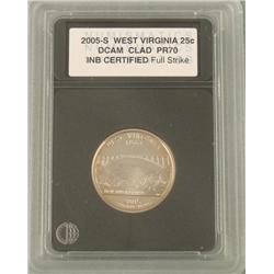 2005-S West Virginia DCAM Proof 70 Washington Quarter