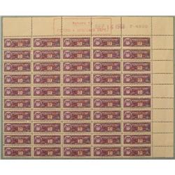 50 Colombia Specimen Revenue Stamps Plate Block 10 Cent
