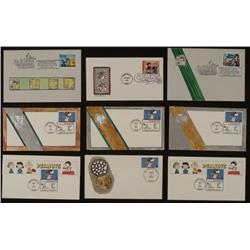 9 Original Comic Art FDC Stamps Peanuts WB Nancy