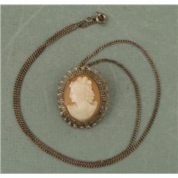 Silver Shell & Carved Cameo 300 w/ Necklace Vintage
