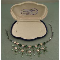 Joseph Wiesner Rhinestone Necklace 1950s Costume NY