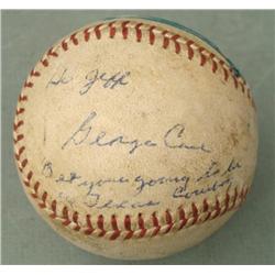 George Case Signed Baseball Washington Senators