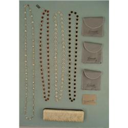 4 Swarovski Vintage Crystal Necklaces Old Set Orig Box