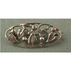Leaf & Berry Pin Brooch 925 Sterling Old Vintage