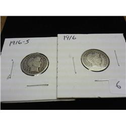 1916 & 16-S BARBER DIMES