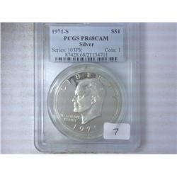 1971-S SILVER IKE DOLLAR PCGS PR68CAM