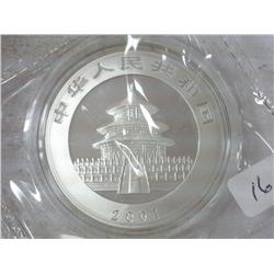 2001 CHINA 10 YUAN SILVER PANDA COIN (UNC)