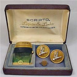 VINTAGE SCRIPTO LIGHTS AND LINKS SET IN ORIGINAL B