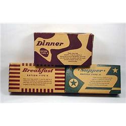 LOT OF 3 WW2 US MILITARY K RATION BOXES - CARDBOAR