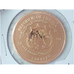 1997 LIBERIA SPECIES SURVIVAL $1 PROOF LIKE (UNC)
