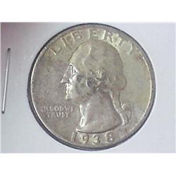 1938-S WASHINGTON QUARTER (EF)