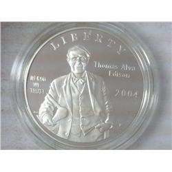 2004 THOMAS EDISON PROOF US SILVER DOLLAR