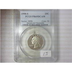 1998-S WASHINGTON QUARTER PCGS PR69DCAM