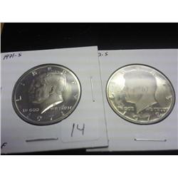 1971-S & 72-S KENNEDY HALF DOLLARS (PROOF)
