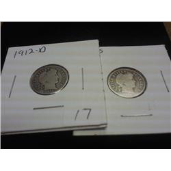 1912-D & 12-S BARBER DIMES