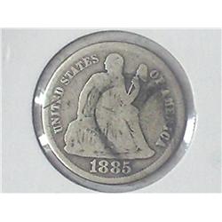 1885 SEATED LIBERTY DIME