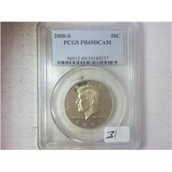 2000-S KENNEDY HALF DOLLAR PCGS PR69DCAM