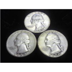 1950-P/D/S SILVER WASHINGTON QUARTERS