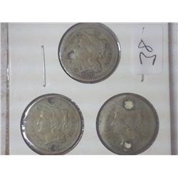 3 HOLED THREE CENT PIECES (NICKEL)