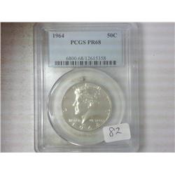 1964 KENNEDY HALF DOLLAR PCGS PR68