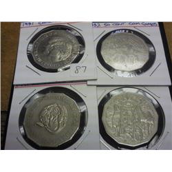 1981, 82, 91 & 93 AUSTRALIA 50 CENTS (UNC)