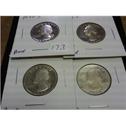 1973-S, 74-S, 77-S & 78-S WASHINGTON QUARTERS (PF)
