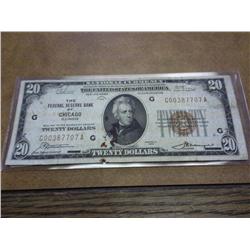 1929 US $20 NATIONAL CURRENCY (CHICAGO)