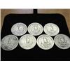 Image 2 : 7 ASSORTED SILVER WASHINGTON QUARTERS (40'S)