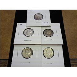1941-45 MERCURY DIMES (5 COINS)