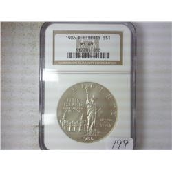 1986-P LIBERTY US SILVER DOLLAR NGC MS69