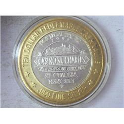 CASINO ST. CHARLES CASINO $10 SILVER TOKEN (UNC)