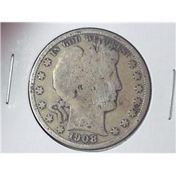 1908-D BARBER HALF DOLLAR