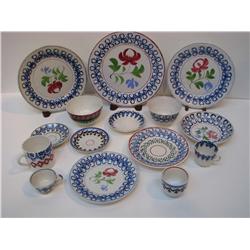 Assorted Stick Spatter Plates and Teacups inc Petrus Regout