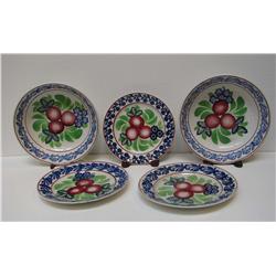 3 Stick Spatter Plates and 2 Adams of Tunstall Stick Spatter Bowls