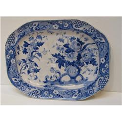 Blue Transferware Well and Tree platter