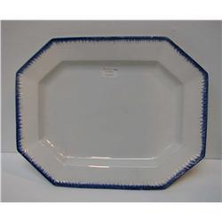 Hexigonal Shaped Best Goods Platter w Blue Feather Edge