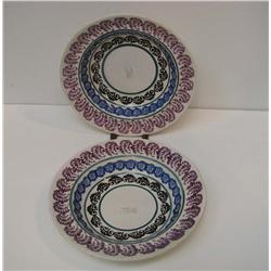 Pair of Stick Spatter Bowls with Purple Border, poss. Adams