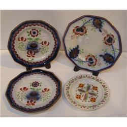 4 Plates: 3 Gaudy Ironstone and 1 Lustreware