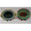 Image 1 : 2 Majolica Serving Dishes with Red Mottled Centers