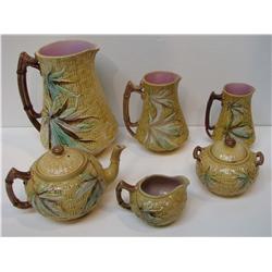 6 pcs Basketweave Bamboo Majolica with Leaf Pattern