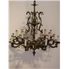 Image 1 : Spanish 16 Arm Bronze Chandelier with Feather and Scroll Decoration