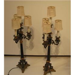 Pair of Electrified Bronze Candlesticks