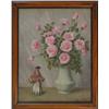 Image 1 : William Speer Still Life of Roses with Porcelain Figurine