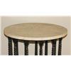 Image 3 : Travertine Top Open Drum Side Table
