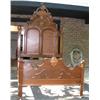 Image 1 : Antique Walnut Bed with Carved Headboard