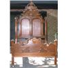 Image 2 : Antique Walnut Bed with Carved Headboard