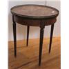 Image 1 : Round Walnut Table, Pink Marble Top with Brass gallery