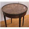 Image 2 : Round Walnut Table, Pink Marble Top with Brass gallery