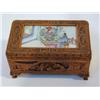 Image 1 : Carved Chinese Box with Painted Ceramic Inset